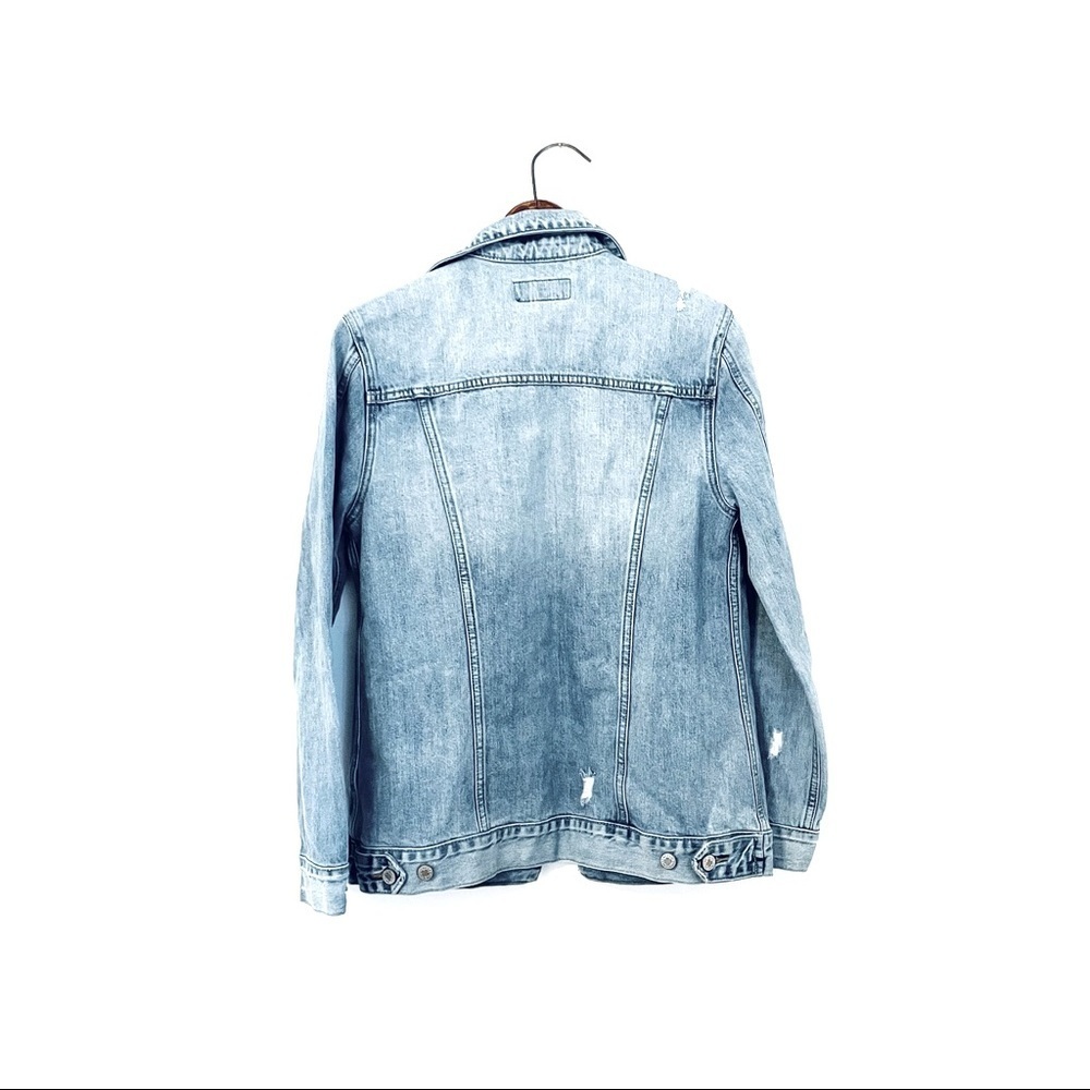 Lucky Brand | oversized distressed tomboy denim trucker jacket - Picture 4 of 4